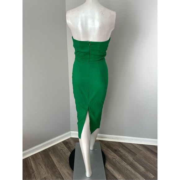MORE TO COME Sophia Strapless Midi Dress in Kelly Green Size XS